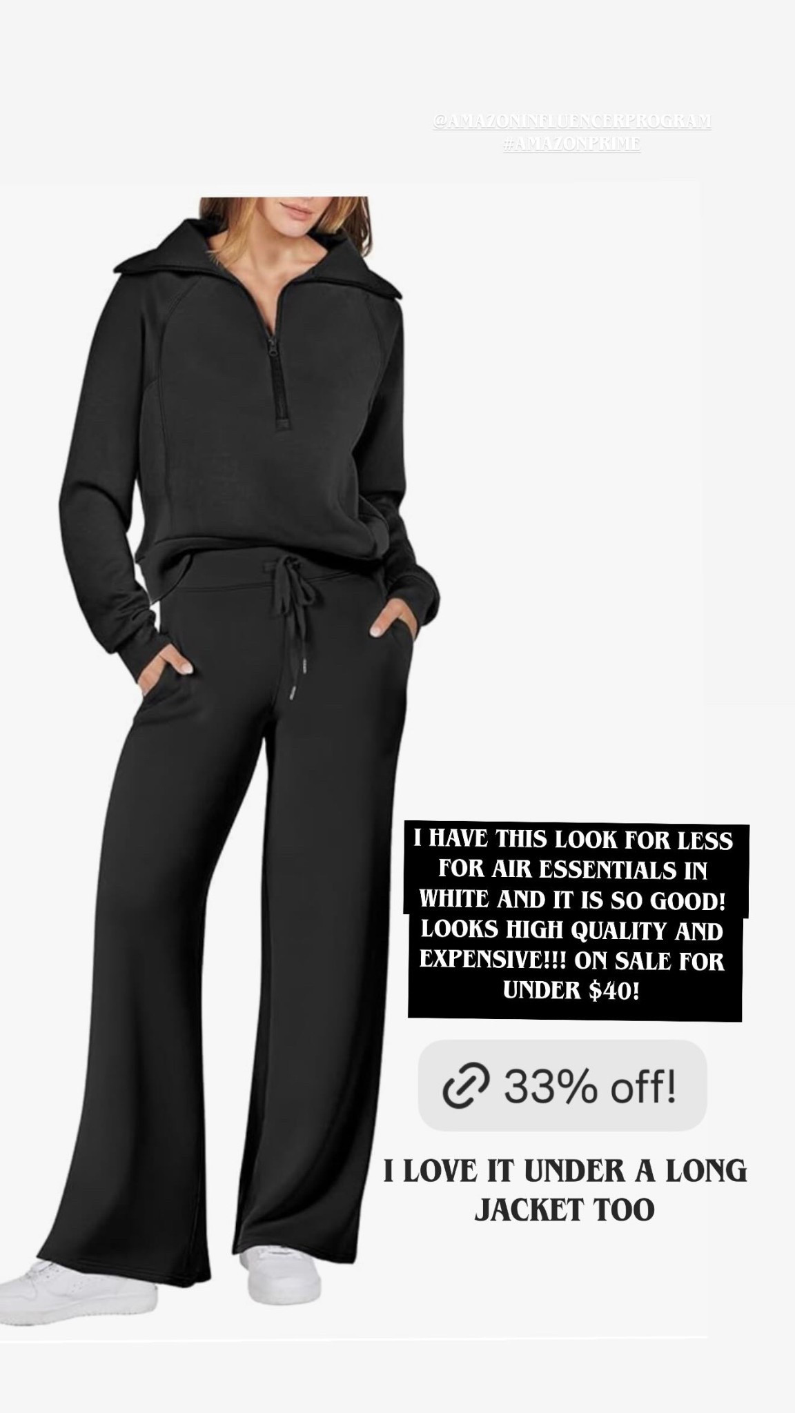 I HAVE THIS LOOK FOR LESS FOR AIR ESSENTIALS IN WHITE AND IT IS SO GOOD! LOOKS HIGH QUALITY AND EXPENSIVE!!! ON SALE FOR UNDER $40! @AMAZONINFLUENCERPROGRAM #AMAZONPRIME  I LOVE IT UNDER A LONG JACKET TOO
