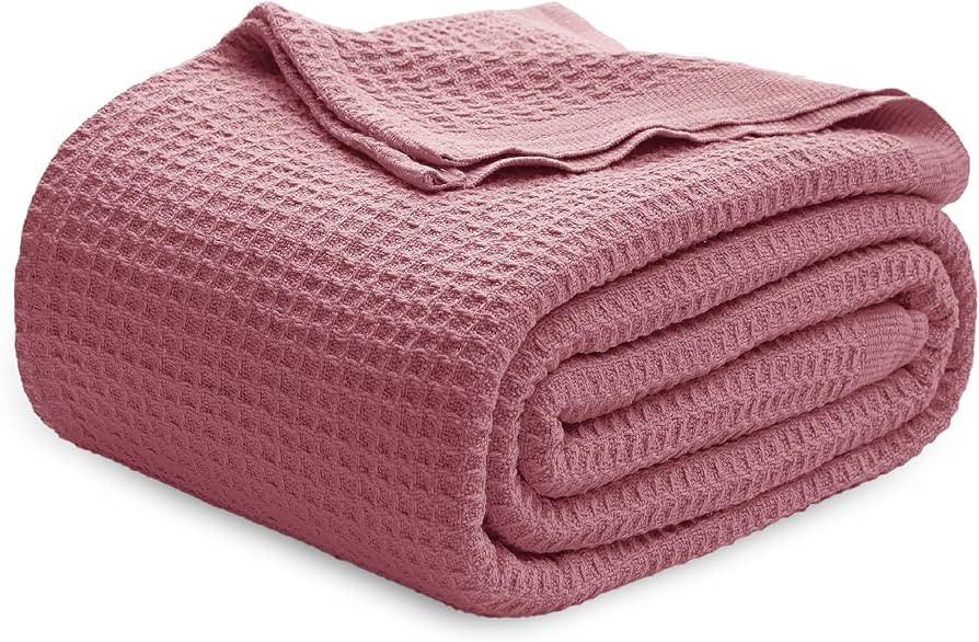 Bedsure 100% Cotton Blankets King Size for Bed - Waffle Weave Blankets for All Seasons, Cozy and ... | Amazon (US)