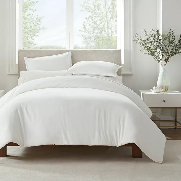 Serta Simply Clean 3-Piece Solid Duvet Set, White, Full/Queen | Walmart (US)
