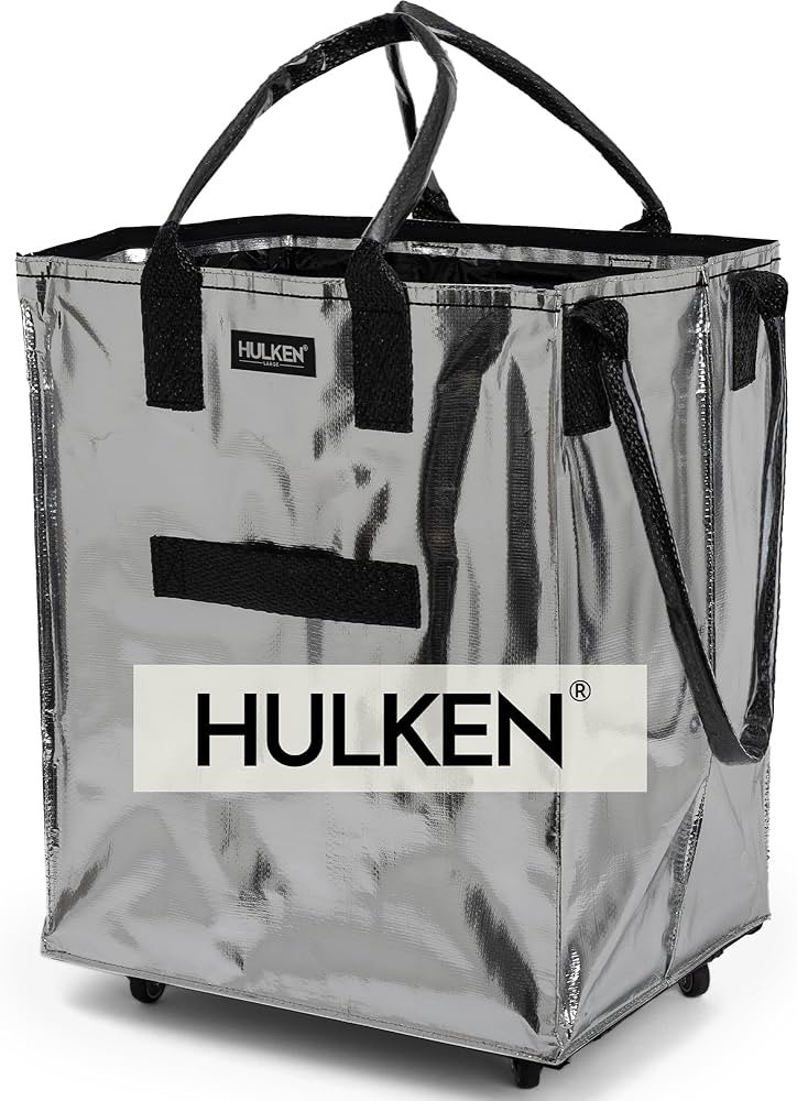 (Large, Silver) Reusable Grocery Bag On Wheels, Shopping Trolley, Rolling Tote, Zipper Closure, L... | Amazon (US)