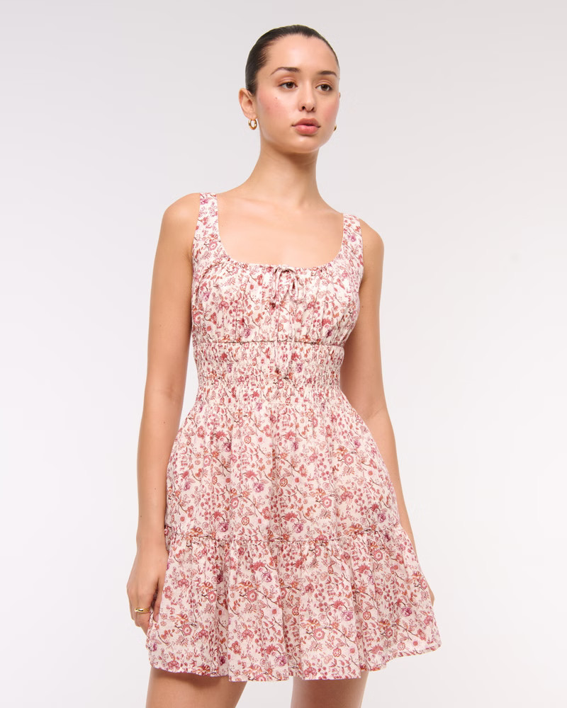 Women's Smocked Tie-Front Mini Dress | Women's Dresses & Jumpsuits | Abercrombie.com | Abercrombie & Fitch (US)