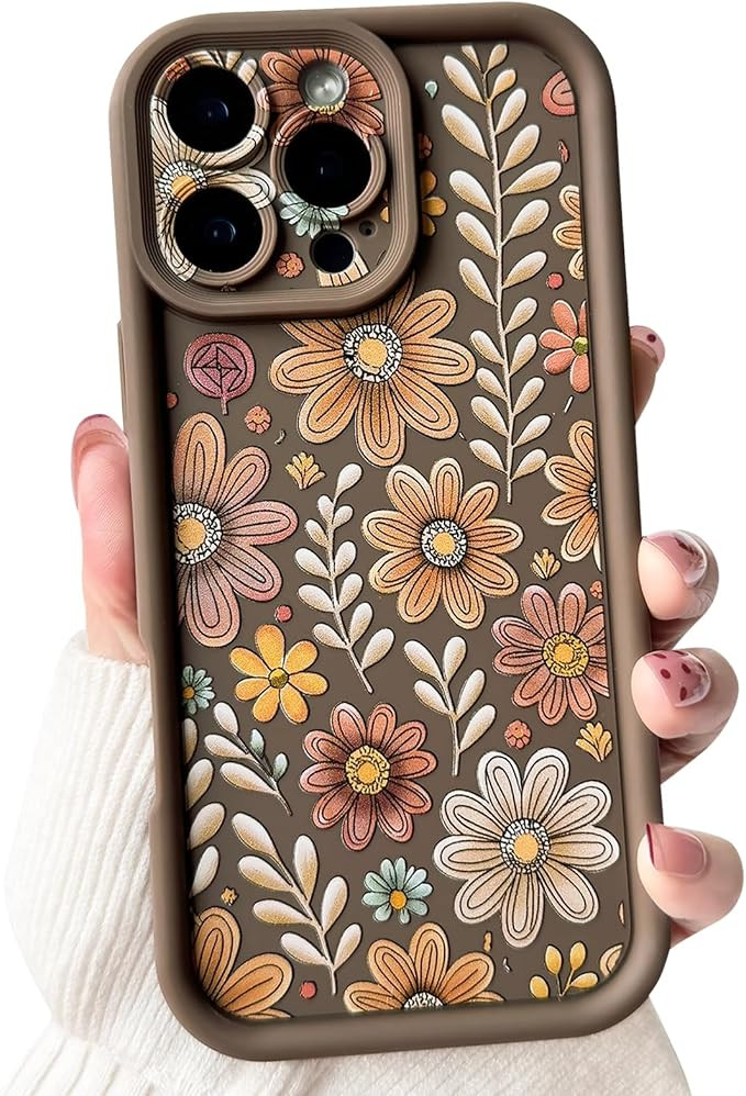 Lovmooful for iPhone 16 Pro Max Case Cute Color Flower Floral-Brown | Compatible for iPhone 16 Pr... | Amazon (US)