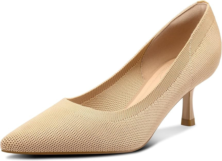 mysoft Women's Kitten Heels Closed Toe Pumps Wedding Dress Shoes | Amazon (US)