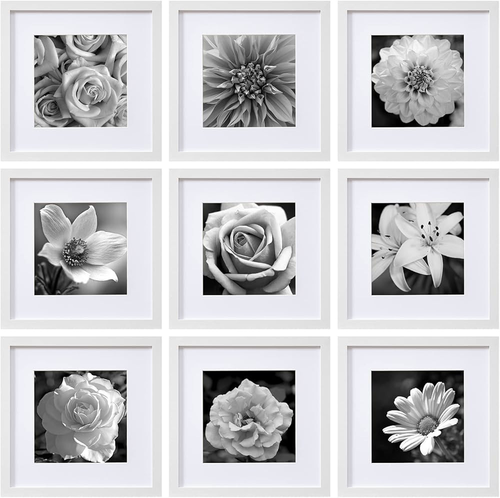 eletecpro 12x12 Picture Frames Set of 9 Classic Gallery Wall Frame Set Displays 8x8 Photo with Ma... | Amazon (US)