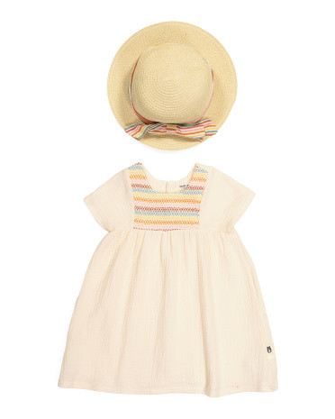 Toddler Girl Rainbow Dress And Straw Hat | TJ Maxx