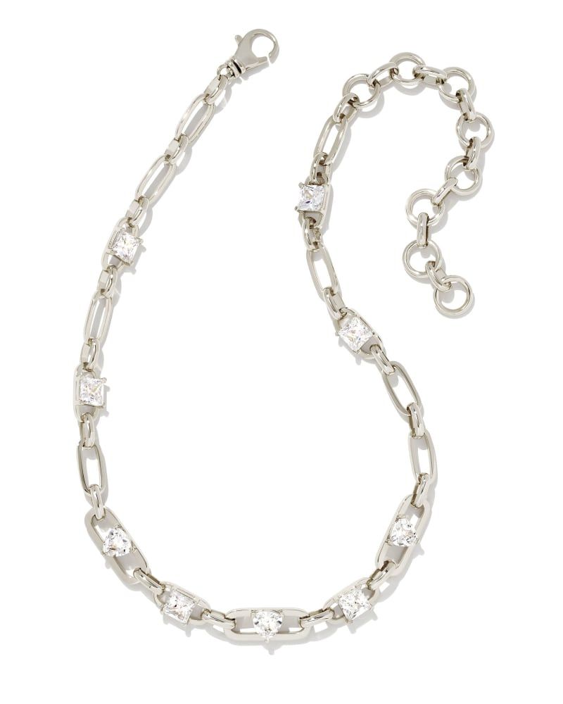 Blair Silver Jewel Chain Necklace in White Crystal | Kendra Scott