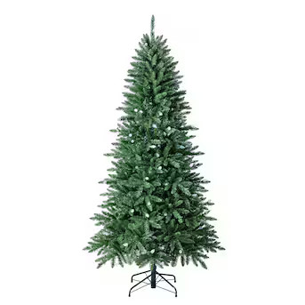 Holiday Living 7.5-ft Stockton Pine Pre-lit Slim Artificial Christmas Tree with LED Lights | Lowe's