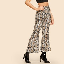 Snake Print Flare Leg Pants | ROMWE