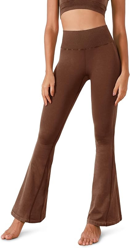 ODODOS Seamless Flare Leggings for Women Ribbed High Waist Gym Workout Casual Bootcut Yoga Pants | Amazon (US)
