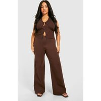 Womens Plus Tailored Trousers - Brown - 20, Brown | Boohoo.com (UK & IE)