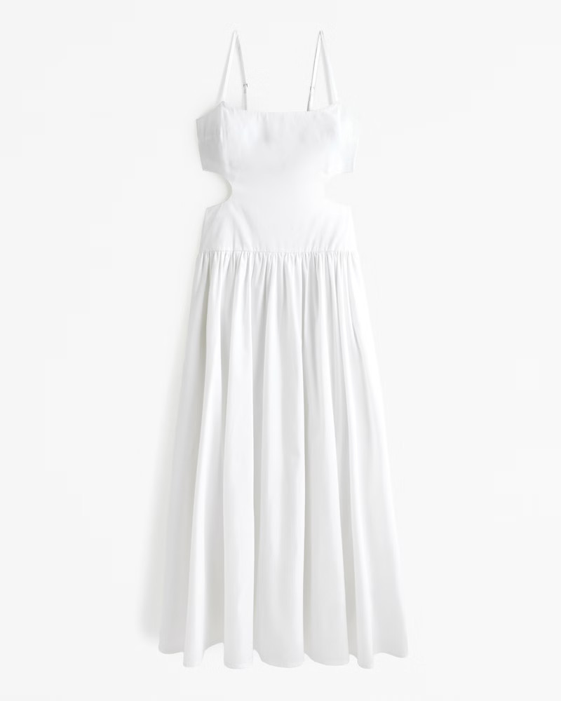 Abercrombie & Fitch Women's Drop-Waist Cutout Maxi Dress in White - Size XXS PETITE | Abercrombie & Fitch (US)