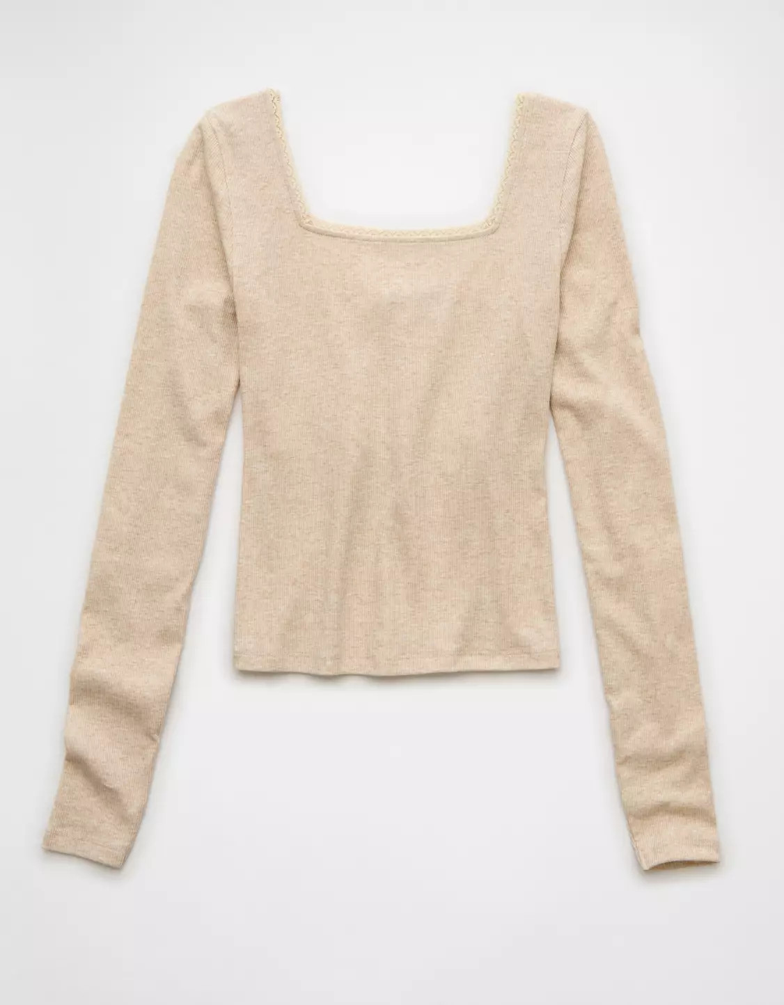 AE Square Neck Lace Long-Sleeve T-Shirt | American Eagle Outfitters (US & CA)