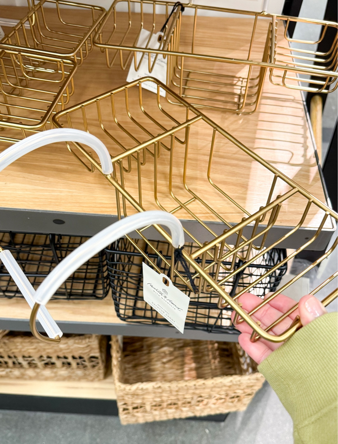 Keep bath essentials ready at hand with the Over-the-Side Wired Bathtub Caddy from Hearth & Hand™ with Magnolia. This brass-finish bathtub caddy is made with metal in a wired design for a stylish look that suits your bathroom setting well. Easy to hang, this metal bathtub caddy makes a functional addition to your bath space.

#LTKhome #LTKfindsunder50 #LTKstyletip