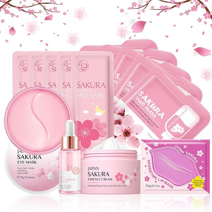 Skin Care Set,Cherry Blossom Skin Care Sets & Kits, Skin Care Kit For Women & Girls,Skincare Gift... | Amazon (US)
