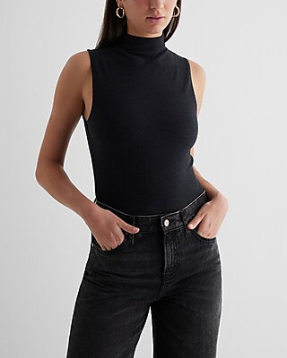 Body Contour Cozy Mock Neck Sleeveless Bodysuit | Express