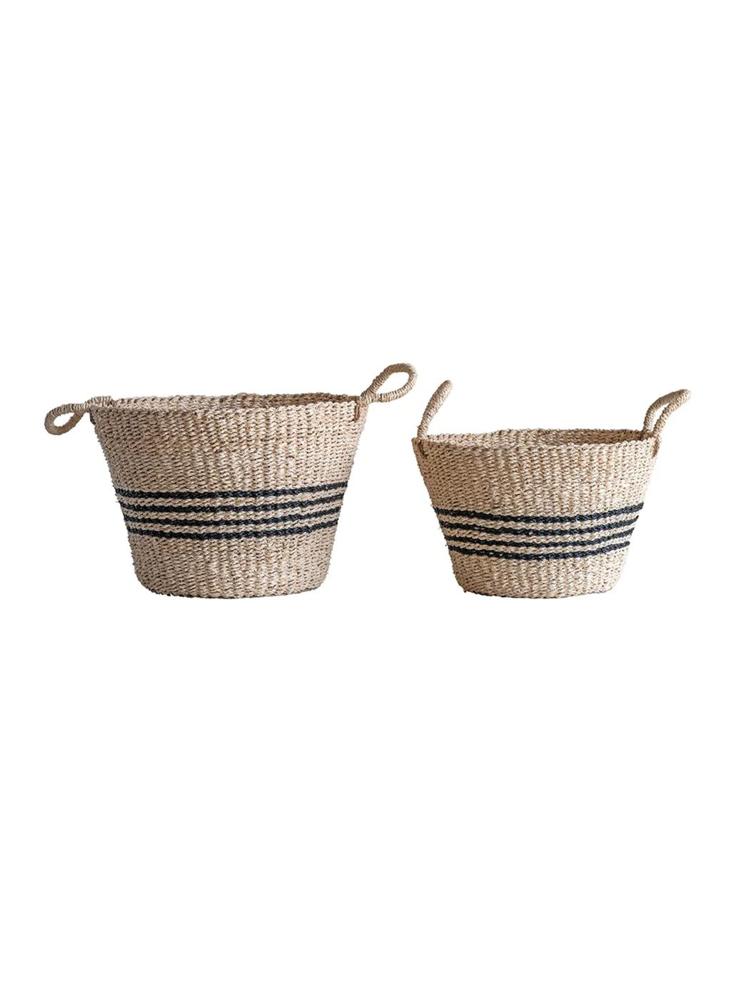 Striped Seagrass Baskets, Set of 2 | House of Jade Home