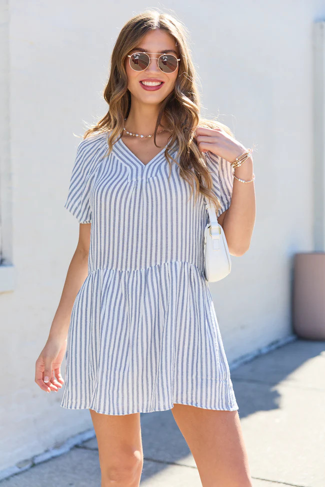 Sunlit Stripes Gauze Mini Dress | Pink Lily