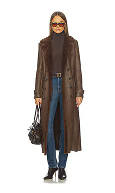 Bardot Faux Leather Trench Coat in Chocolate Brown from Revolve.com | Revolve Clothing (Global)