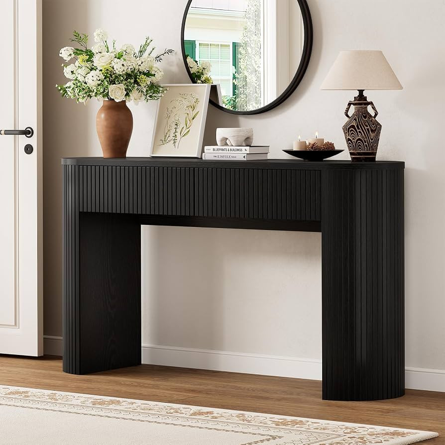 ComfyCorner 55 Inch Console Table with Storage, Fluted Entryway Table Black | Amazon (US)