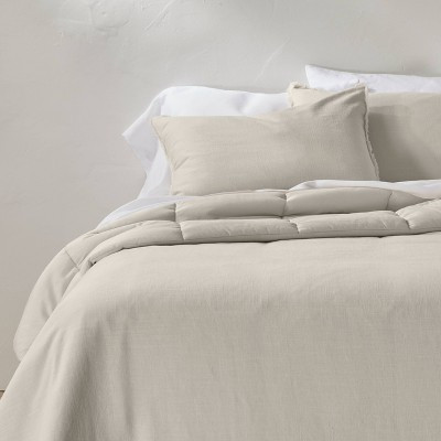 Full/Queen Heavyweight Linen Blend Comforter & Sham Set Natural - Casaluna™: Rayon, Cotton, Zipper Closure | Target