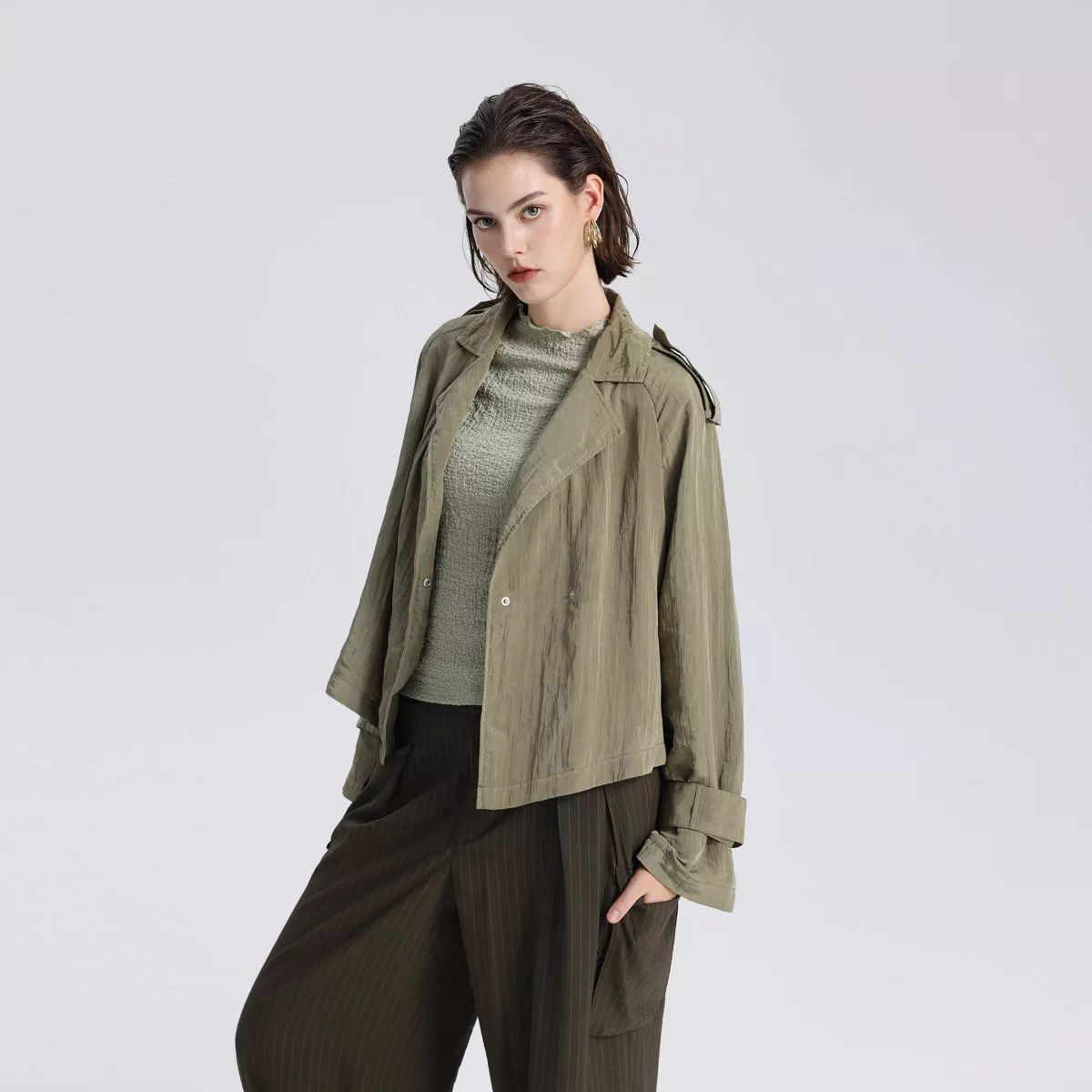 Women's Windbreaker Trench Coat - A New Day™ Olive Green | Target