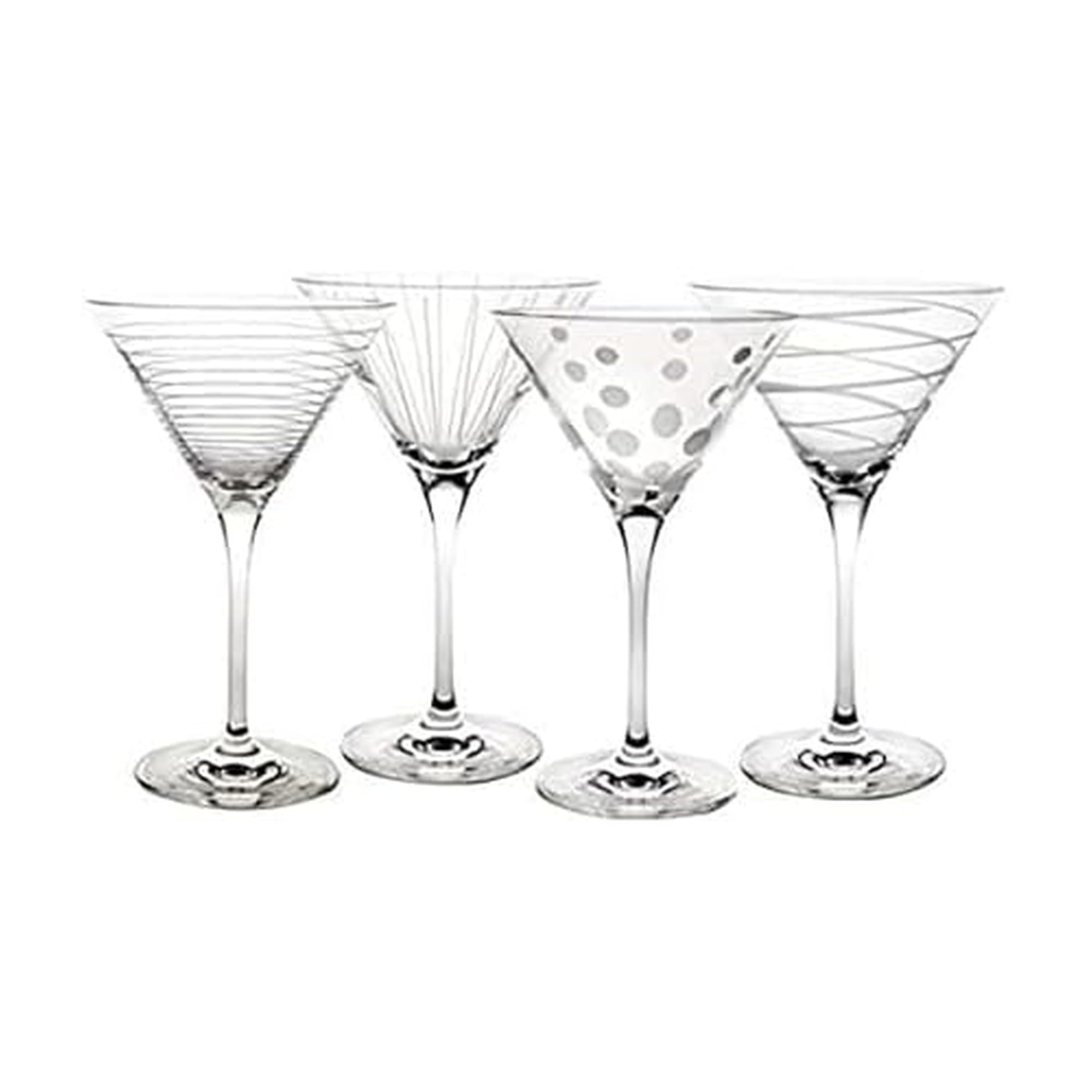 Mikasa Cheers 10-Ounce Martini Glasses, Fun Etched Designs, Durable Clear Glass Cocktail Glasswar... | Amazon (US)