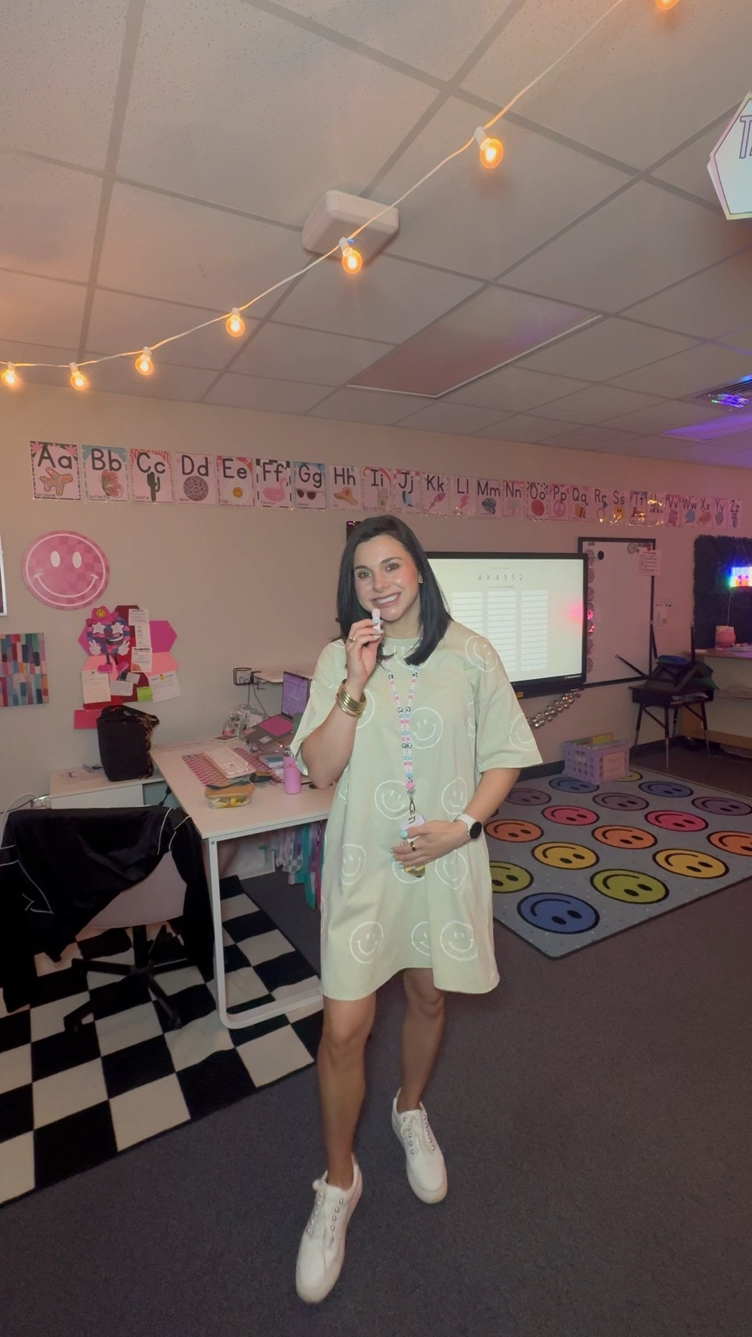 Starting the week with smiles and style! 😃✨ Embracing the Monday vibes in my happy face dress. Let’s make learning as bright as my outfit! #MondayMotivation #TeacherStyle

#LTKWorkwear #LTKU