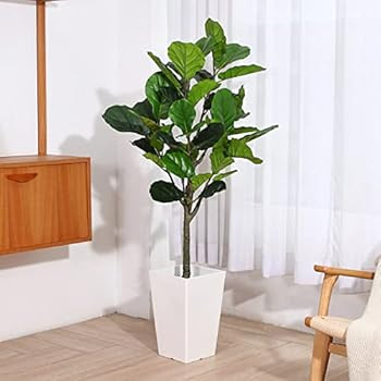 Fopamtri Artificial Fiddle Leaf Fig Tree 4.3 Feet Feaux Ficus Lyrata Plant with 44 Leaves Faux Pl... | Amazon (US)