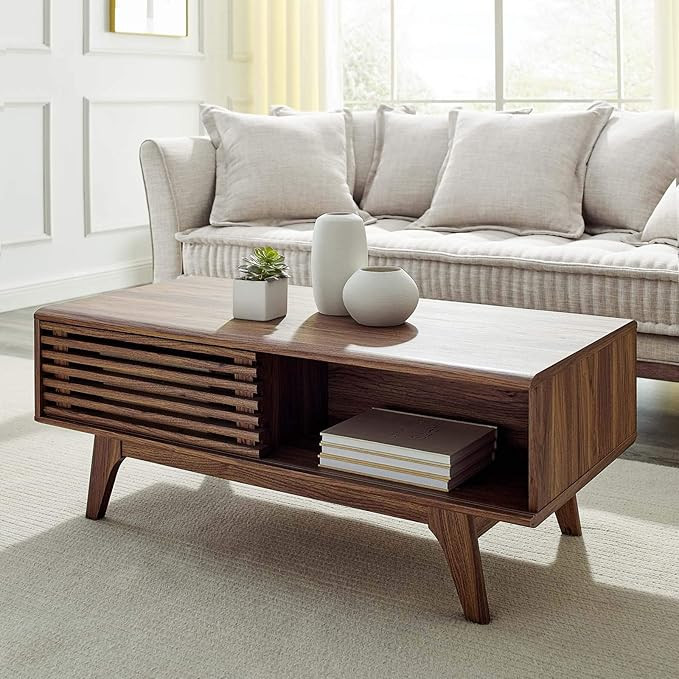 Modway Render Mid-Century Modern Coffee Table in Walnut | Amazon (US)