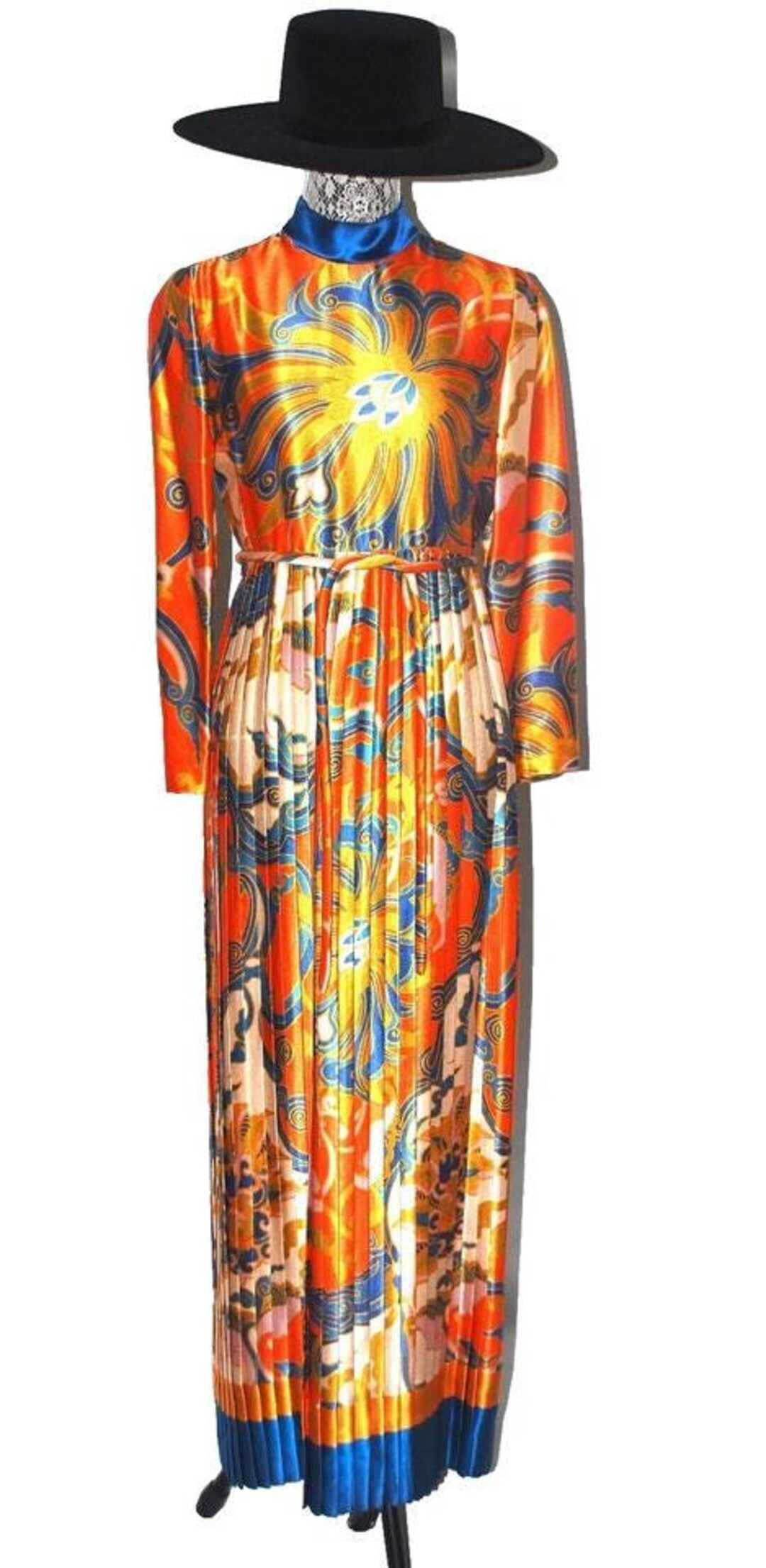 Elinor Simmons for Malcolm Starr Floral Plissé-skirt Dress. Size S - Etsy | Etsy (US)