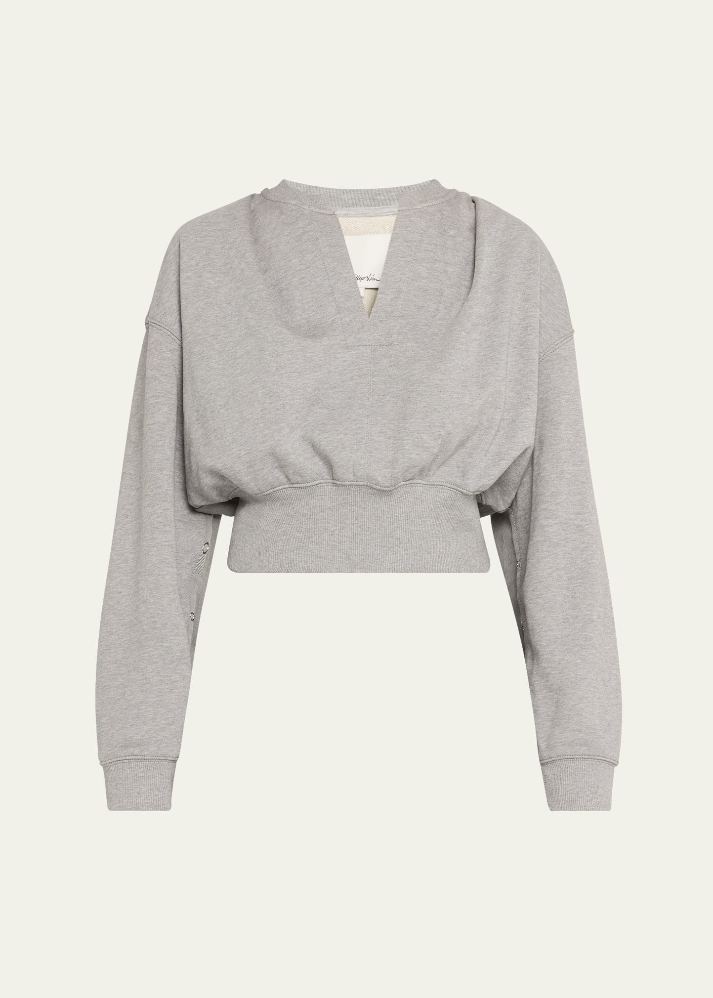 3.1 Phillip Lim Cropped Sweatshirt with Inseam Snaps | Bergdorf Goodman