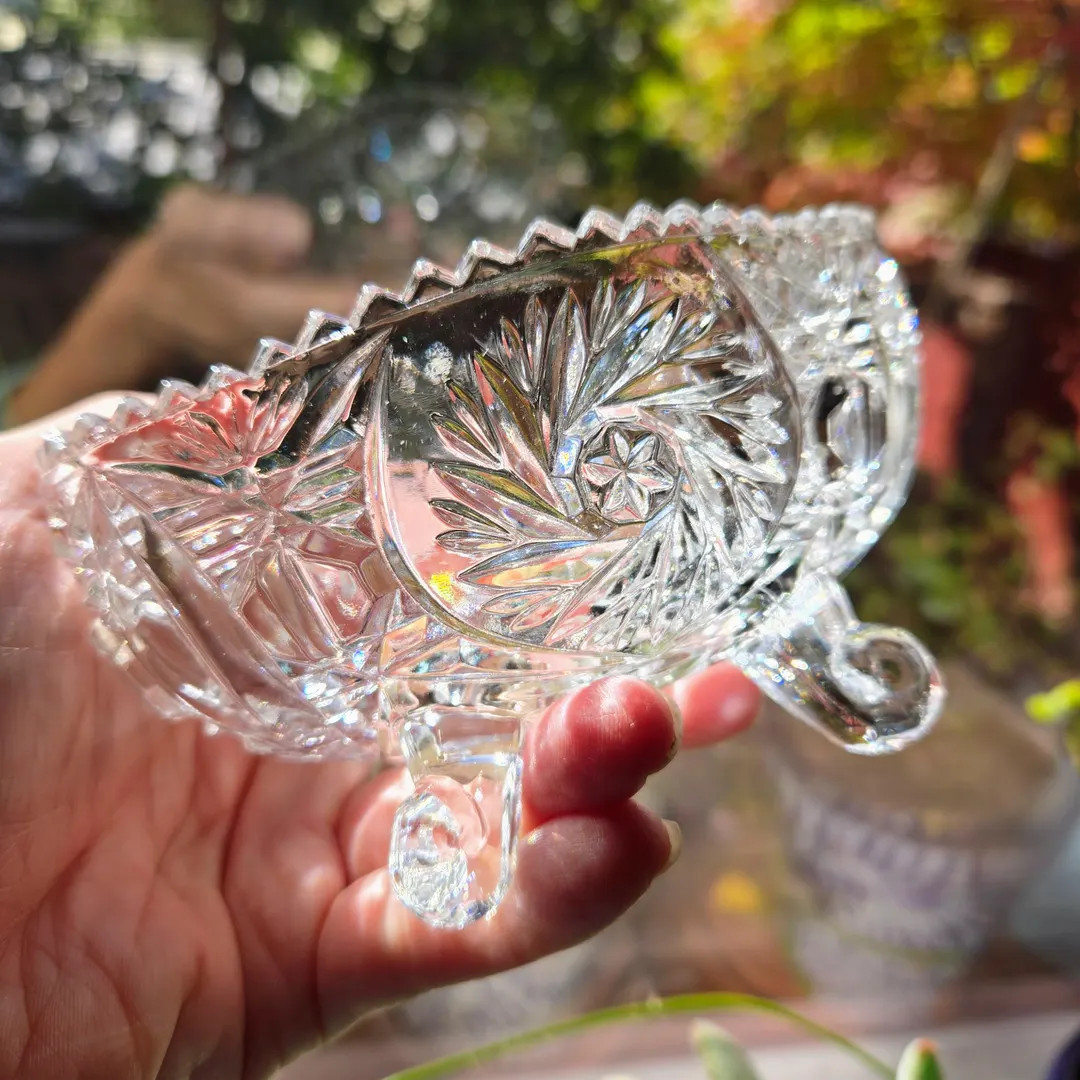 Vintage High Quality Handcrafted Lead Crystal Anna Hutte Bleikristall Four Footed Scalloped Edge ... | Etsy (US)