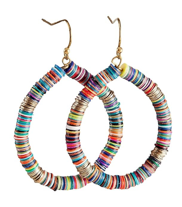 Bohemian Multi-Colored Sequin Hoop Gold Earrings - SPUNKYsoul Collection… | Amazon (US)