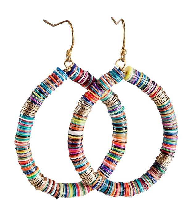 Bohemian Multi-Colored Sequin Hoop Gold Earrings - SPUNKYsoul Collection… | Amazon (US)