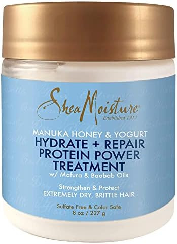 Shea Moisture Manuka Honey & Yogurt Hydrate + Repair Protein Power Treatment, Hair Mask, Deep Condit | Amazon (US)