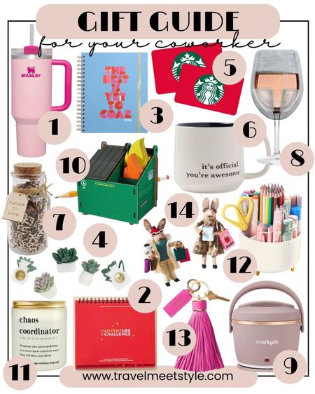 Coworker gift guide | Head to www.travelmeetsstyle.com for more details and Christmas gift ideas! 




Coworker gifts, coworker Christmas gifts, gifts for her, womens gifts, Stanley cup, 2024 planner, Starbucks gift card, shower wine holder, pencil holder, funny coworker gifts, desk gifts, coffee mug, desk organization, white elephant gifts, gag gifts, candle, advent calendar, adventure challenge, tassel keychain, monogrammed keychain, mini crockpot, electric crock pot lunch box, boss gifts, friend gifts 

#LTKfindsunder50 #LTKGiftGuide #LTKHoliday