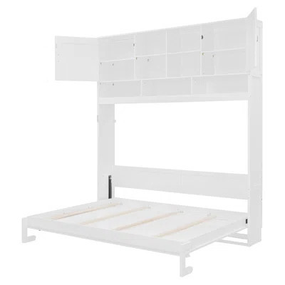 Queen Size Wall Murphy Bed with Ample Storage Space and Diamond Stripes | Wayfair North America