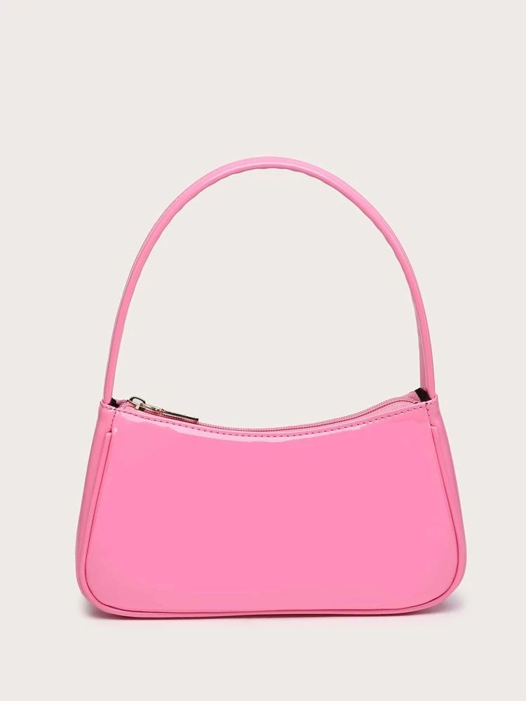 Artificial Patent Leather Baguette Bag | SHEIN