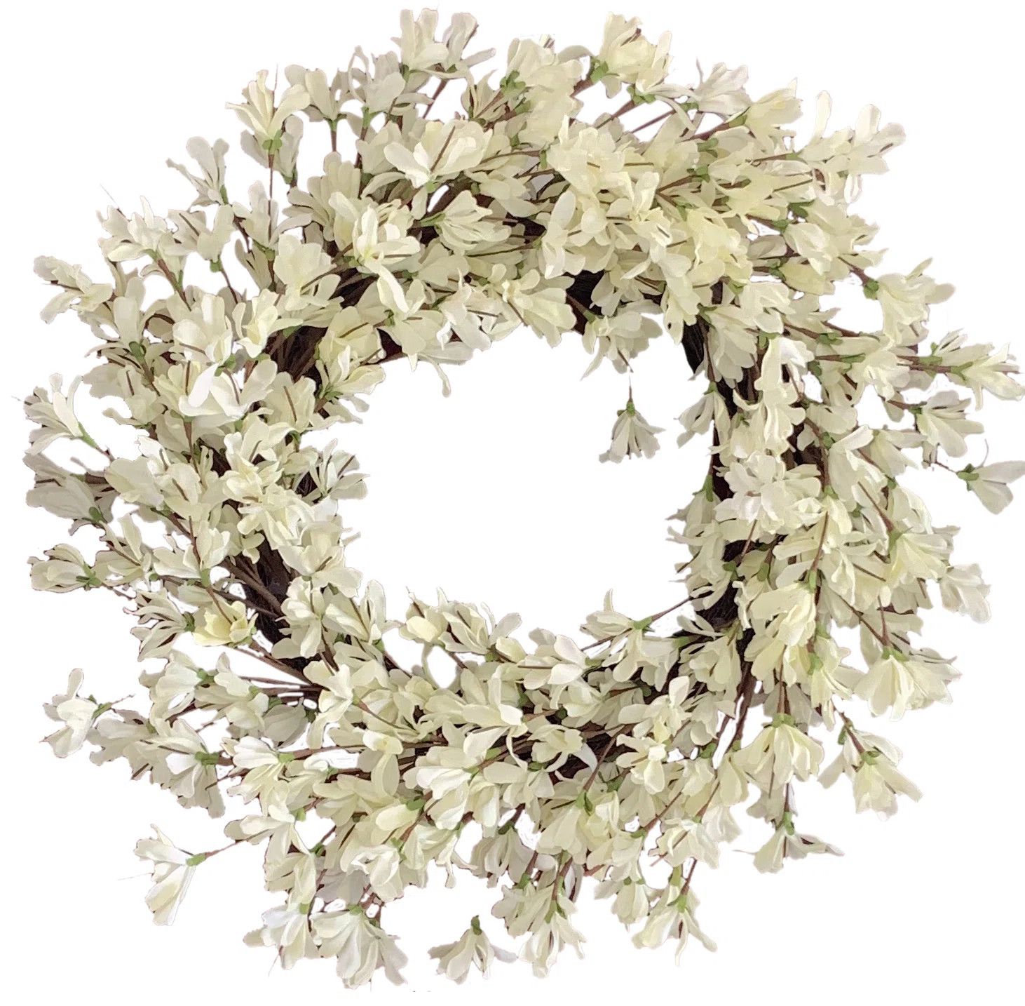 24" Handcrafted Faux Forsythia Silk Wreath for Front Door | Wayfair North America