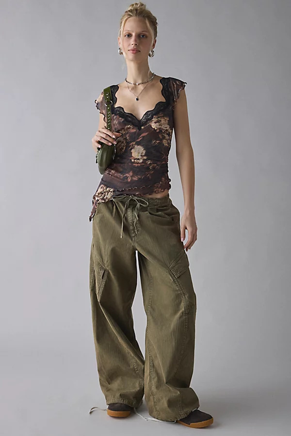 BDG Station Cocoon Baggy Barrel Leg Cargo Pant in Olive, Women's at Urban Outfitters | Urban Outfitters (US and RoW)