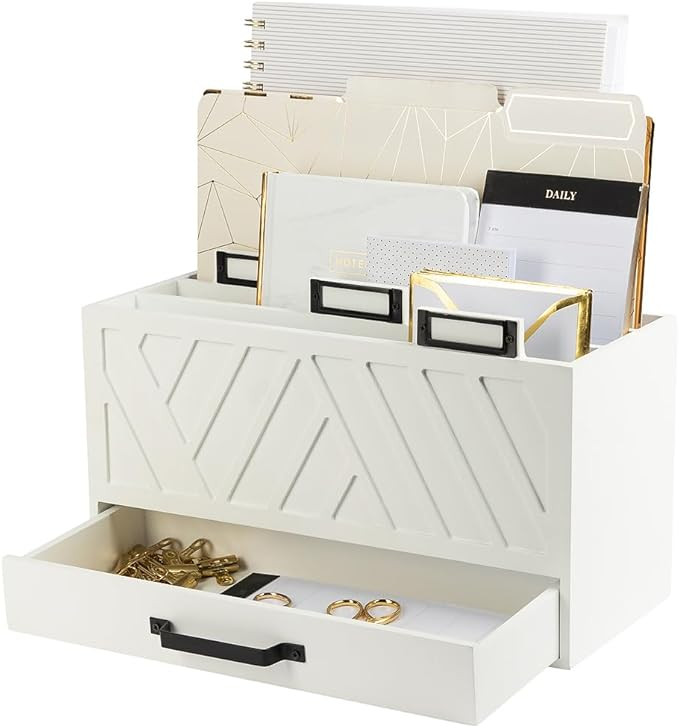 BLU MONACO Mail Organizer for Home - Bill Organizer for Desk - White Wooden Kitchen Mail Organize... | Amazon (US)