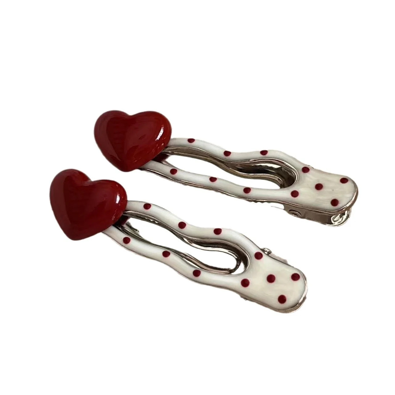 QIDITONG 2pcs Sweet Style Heart Dot Hair Clips For Women Cute Side Hair Clips For Girls Heart Hai... | Walmart (US)