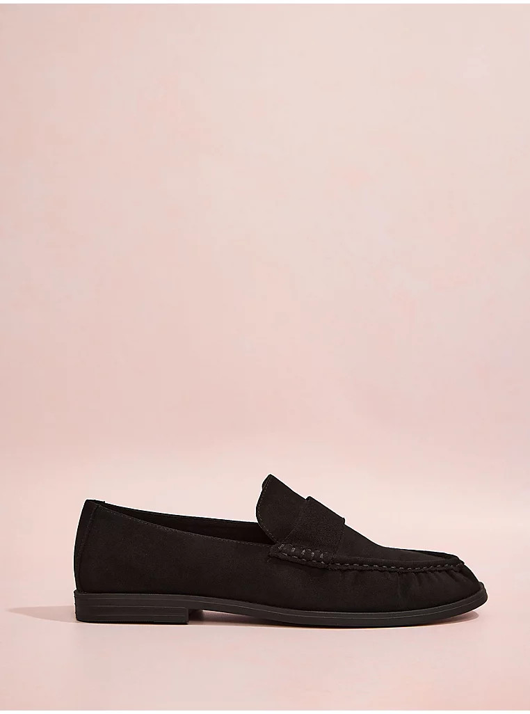 Black Chocolate Brown Faux Suede Ruched Loafer | George