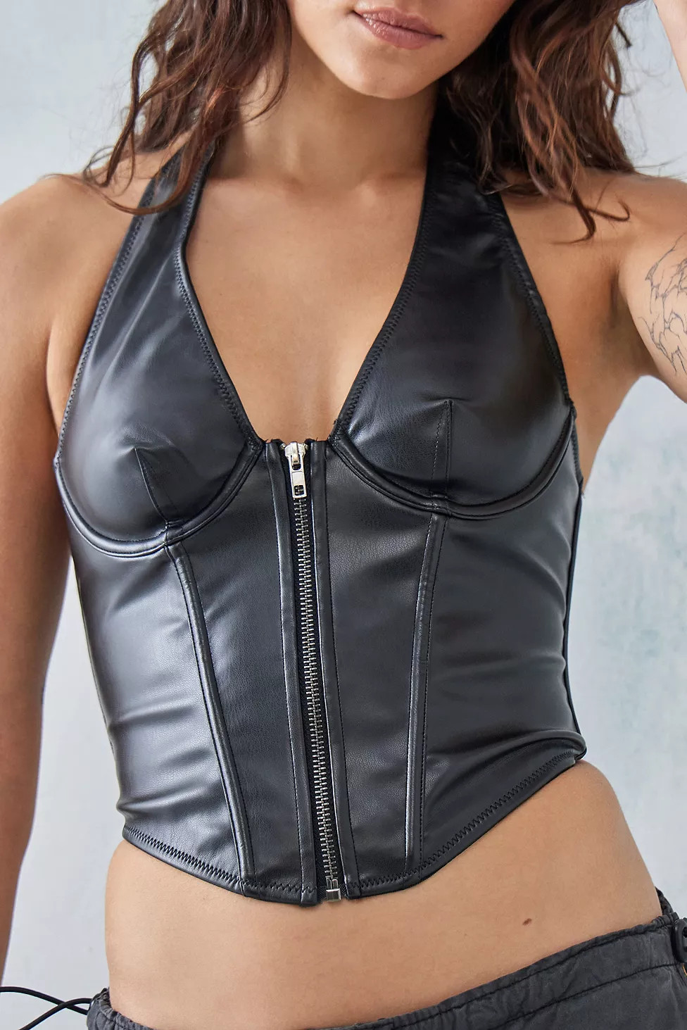 Out From Under Hot Stuff Faux Leather Corset | Urban Outfitters (EU)