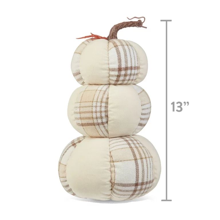 Way to Celebrate Stacked Fabric Plaid Pumpkins | Walmart (US)