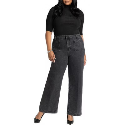 ELOQUII The Barrel Leg Jean - 24, Vintage Black | Target