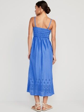 Fit & Flare Eyelet-Embroidered Smocked Maxi Cami Dress for Women | Old Navy (US)
