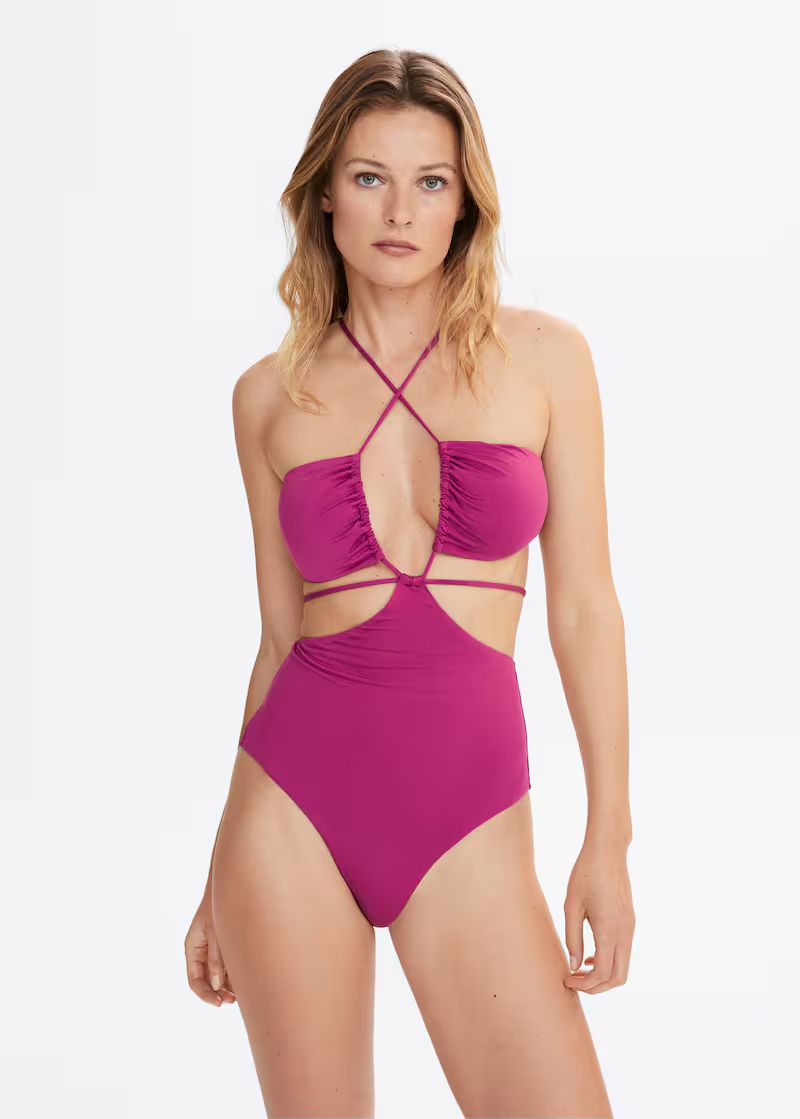 Cross back straps swimsuit | MANGO (US)