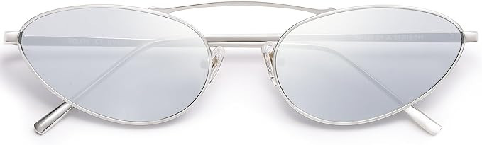 SOJOS Retro Narrow Cat Eye Sunglasses Women Men 90s Vintage Small Metal Frame Sunnies SJ1223 | Amazon (US)