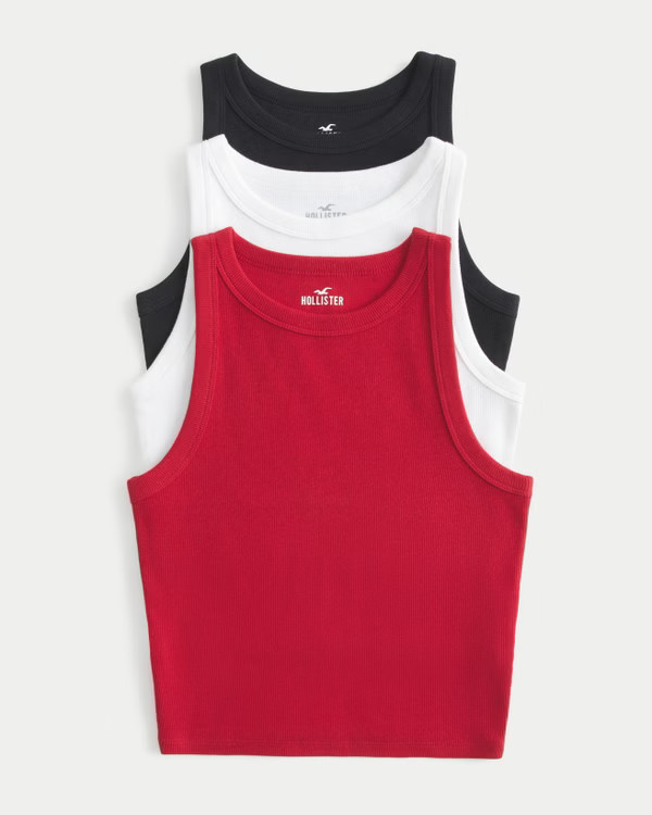 Ribbed High-Neck Tank 3-Pack | Hollister (US)